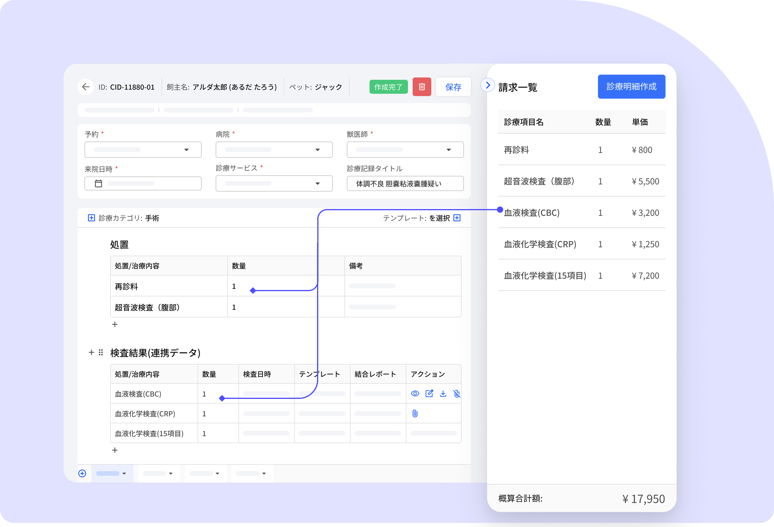 診療記録が診療明細に